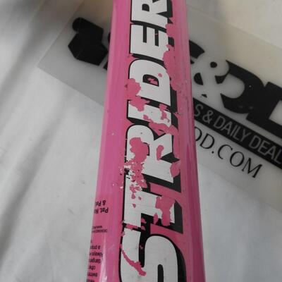 Pink Strider Balance Bike, No Pedals Leg Powered 10 Inch Diameter Wheels