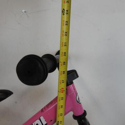 Pink Strider Balance Bike, No Pedals Leg Powered 10 Inch Diameter Wheels