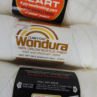 11 Skeins of White Yarn by Red Heart & Wondura