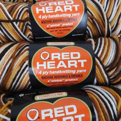 6 Skeins Yarn by Red Heart. Browns
