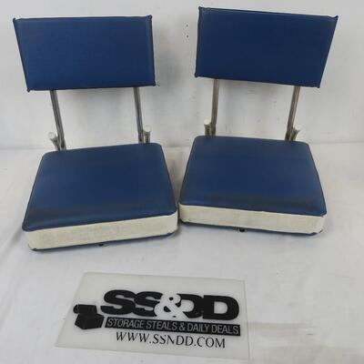2 pc Portable Cushioned Stadium Seats, Blue/White
