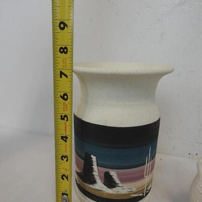 3 pc Native American Pottery/Ceramic Art Decor: Large Vase, Small Vase