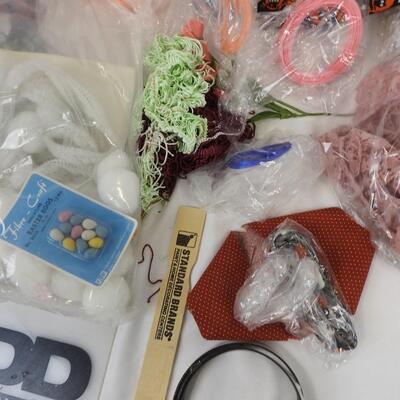 Craft Lot: Ribbon, Lace, Clear Bin