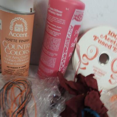 Craft Lot: Ribbon, Lace, Clear Bin