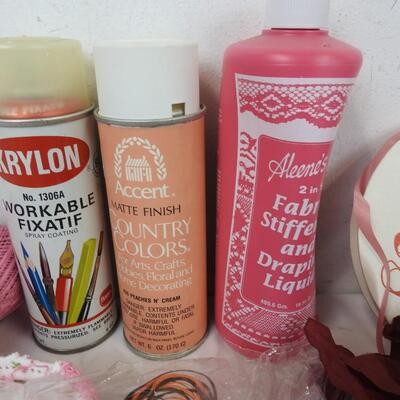Craft Lot: Ribbon, Lace, Clear Bin