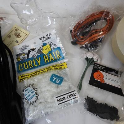 Assorted Craft Lot: Curly Hair, Ribbon, lace, Reversible Ribbon