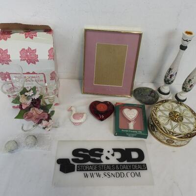 9 pc Decor: Tiered 2 Light Candle Holder, Painted Wood Candle Holders