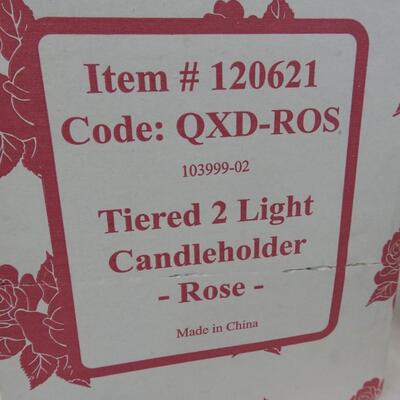 9 pc Decor: Tiered 2 Light Candle Holder, Painted Wood Candle Holders