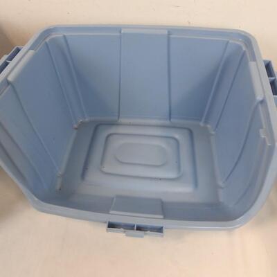 2 Plastic Storage Bins, The Accessibles, Tucker, 1 Lid Cracked