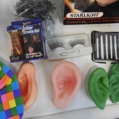 Halloween Costume Lot: Large Hat and Bow Tie, Jason Mask and Machete, Make-up
