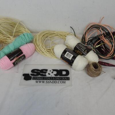 Craft Lot: Twisted Paper Rope, Skeins of Yarn, Twine