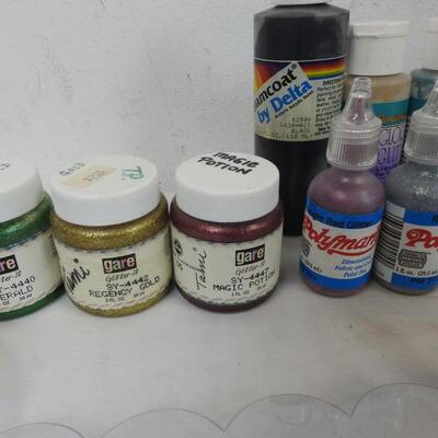Craft Lot: Paints, Wood, Doll Pins, Faux Flowers, Head Beads