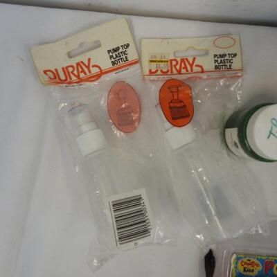Craft Lot: Paints, Wood, Doll Pins, Faux Flowers, Head Beads