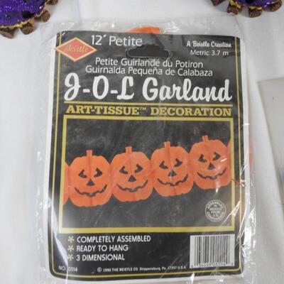 Halloween Lot: Witch Wall Decor, Orange Ceramic Jars, Bear Figurines