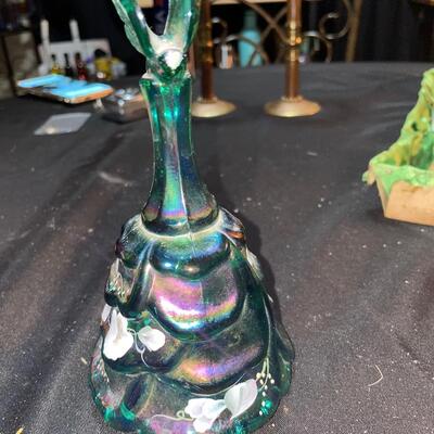 Fenton iridescent hand painted bell