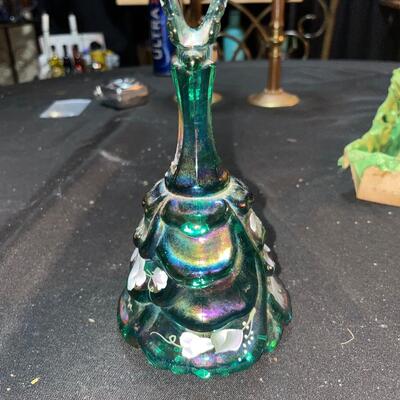 Fenton iridescent hand painted bell