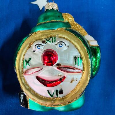 AA  GROUP OF 3 LARGE FIGURAL UNIQUE GLITTER GLASS CHRISTMAS ORNAMENTS
