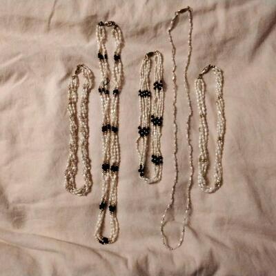 70 Vintage Mona So Pearl and Gemstone (LAPIS, Garnet, Pink Angel Skin Coral, Tiger Eye) Necklaces