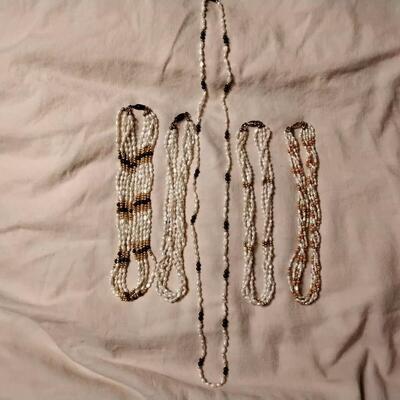 70 Vintage Mona So Pearl and Gemstone (LAPIS, Garnet, Pink Angel Skin Coral, Tiger Eye) Necklaces