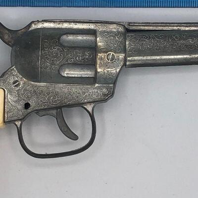 Vintage White Grip Metal Toy Gun