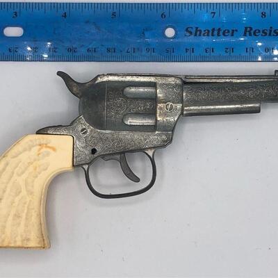 Vintage White Grip Metal Toy Gun