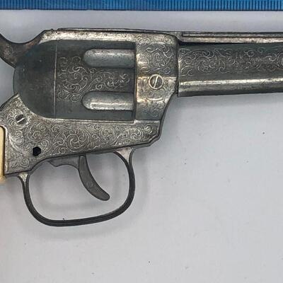 Vintage White Grip Metal Toy Gun