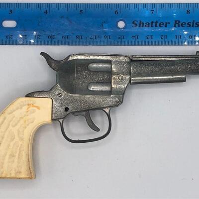 Vintage White Grip Metal Toy Gun