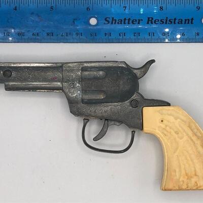 Vintage White Grip Metal Toy Gun