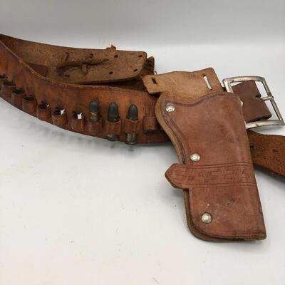 Vintage Fanner Leather Ammo Belt with a Leather Holster