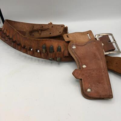 Vintage Fanner Leather Ammo Belt with a Leather Holster