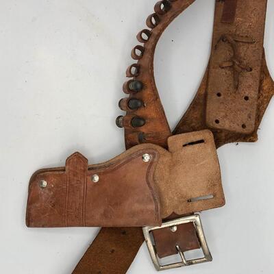 Vintage Fanner Leather Ammo Belt with a Leather Holster
