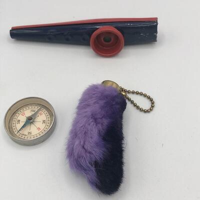 Vintage Rabbit Foot/Kazoo/Compass