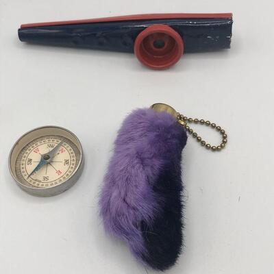 Vintage Rabbit Foot/Kazoo/Compass