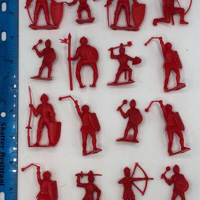 Vintage CHERILEA RED KNIGHTS - 60mm -Red Plastic Toy Soldiers