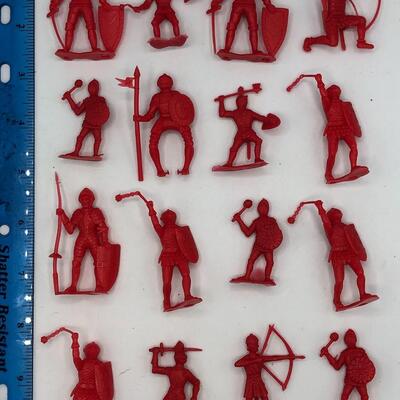 Vintage CHERILEA RED KNIGHTS - 60mm -Red Plastic Toy Soldiers