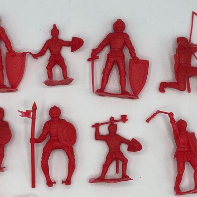 Vintage CHERILEA RED KNIGHTS - 60mm -Red Plastic Toy Soldiers