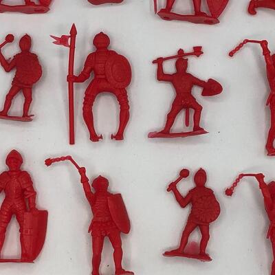 Vintage CHERILEA RED KNIGHTS - 60mm -Red Plastic Toy Soldiers