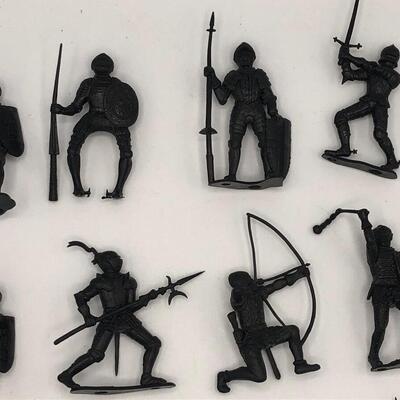 Vintage CHERILEA Black KNIGHTS - 60mm - Black Plastic Toy Soldiers