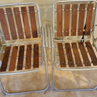 2 Wood Slat folding Chairs