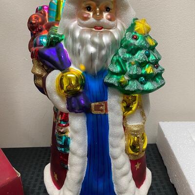 Large Mercury Glass Santa Claus Christmas Holiday Figurine Ornament