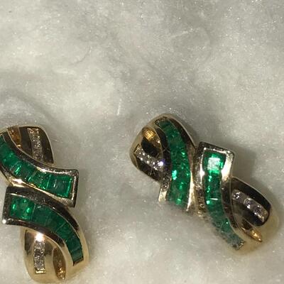 Tiffany 14K Gold & Emerald earrings