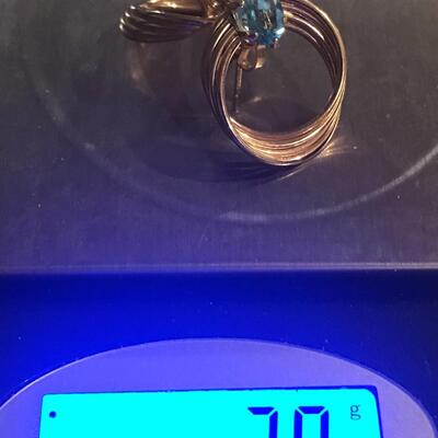 14 K gold blue topaz earrings