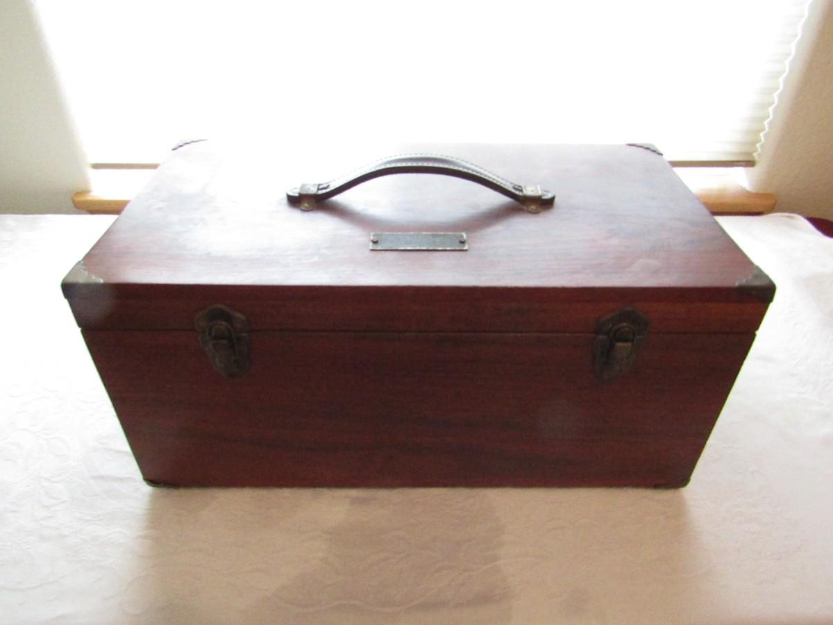 Primitive Wood Tackle Box With Compartments Antique Fishing