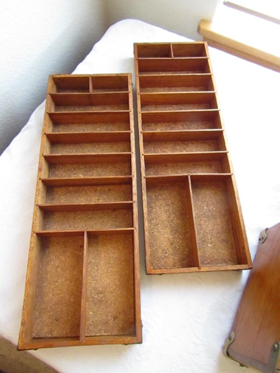 LOT 3 VINTAGE WOODEN HANDMADE TACKLE BOX