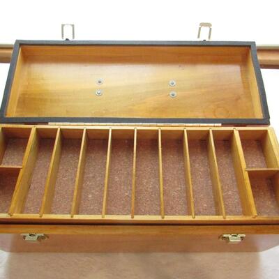 LOT 4  WOODEN HANDMADE DOVETAILED TACKLE BOX