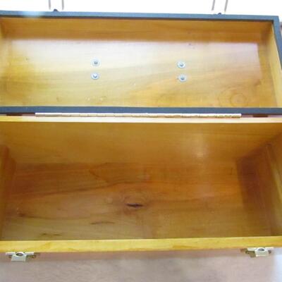 LOT 4  WOODEN HANDMADE DOVETAILED TACKLE BOX