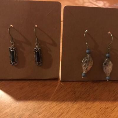 2 Pairs of sterling earrings - 1 Onyx