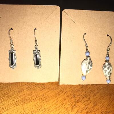 2 Pairs of sterling earrings - 1 Onyx