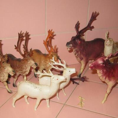 MS Collection of Plastic Reindeer and Santa's Sleigh