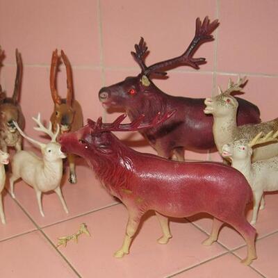 MS Collection of Plastic Reindeer and Santa's Sleigh